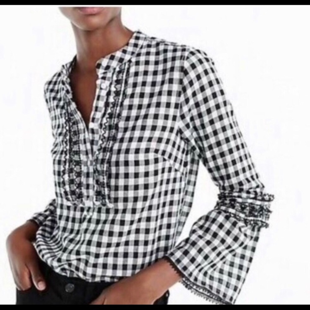 J.crew- black & white Gingham blouse-0